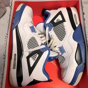Used Size 13 Air Jordan 4 Retro “ Motorsport” - White/Royal/Black